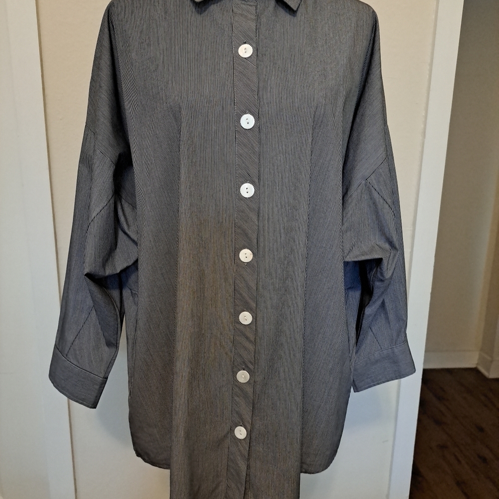 INAE Collection Women's Tunic Striped Black White Sz M EUC
